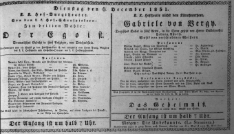 Theaterzettel (Oper und Burgtheater in Wien) 18311206 Seite: 1