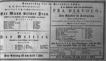 Theaterzettel (Oper und Burgtheater in Wien) 18311215 Seite: 1