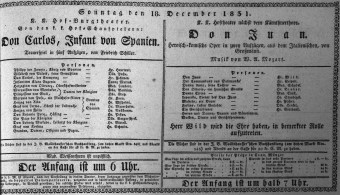 Theaterzettel (Oper und Burgtheater in Wien) 18311218 Seite: 1