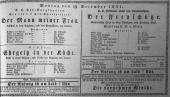 Theaterzettel (Oper und Burgtheater in Wien) 18311219 Seite: 1