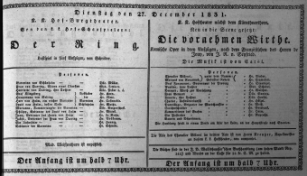 Theaterzettel (Oper und Burgtheater in Wien) 18311227 Seite: 1
