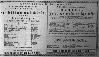 Theaterzettel (Oper und Burgtheater in Wien) 18311229 Seite: 1