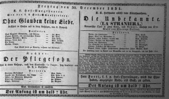 Theaterzettel (Oper und Burgtheater in Wien) 18311230 Seite: 1