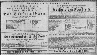 Theaterzettel (Oper und Burgtheater in Wien) 18320107 Seite: 1
