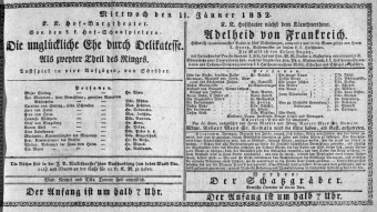 Theaterzettel (Oper und Burgtheater in Wien) 18320111 Seite: 1