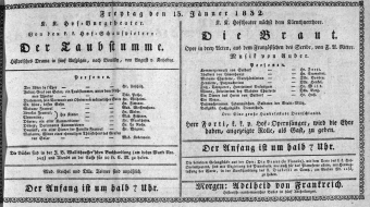 Theaterzettel (Oper und Burgtheater in Wien) 18320113 Seite: 1