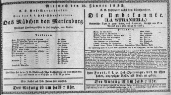 Theaterzettel (Oper und Burgtheater in Wien) 18320118 Seite: 1