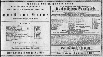 Theaterzettel (Oper und Burgtheater in Wien) 18320121 Seite: 1