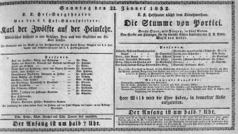 Theaterzettel (Oper und Burgtheater in Wien) 18320122 Seite: 1