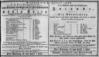 Theaterzettel (Oper und Burgtheater in Wien) 18320124 Seite: 1