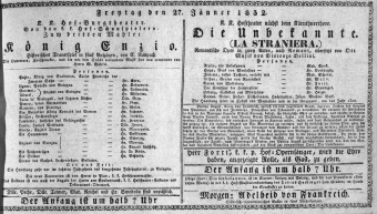 Theaterzettel (Oper und Burgtheater in Wien) 18320127 Seite: 1