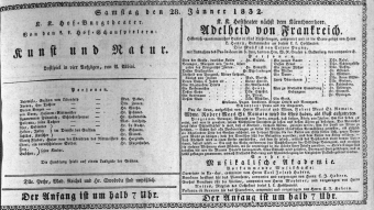 Theaterzettel (Oper und Burgtheater in Wien) 18320128 Seite: 1