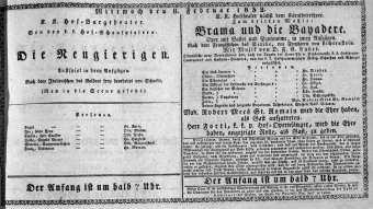 Theaterzettel (Oper und Burgtheater in Wien) 18320208 Seite: 1