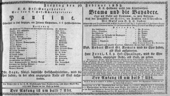 Theaterzettel (Oper und Burgtheater in Wien) 18320210 Seite: 1