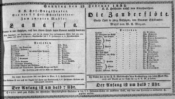 Theaterzettel (Oper und Burgtheater in Wien) 18320212 Seite: 1