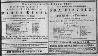 Theaterzettel (Oper und Burgtheater in Wien) 18320216 Seite: 1