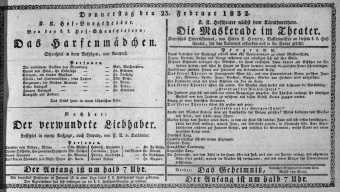 Theaterzettel (Oper und Burgtheater in Wien) 18320223 Seite: 1