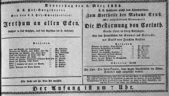 Theaterzettel (Oper und Burgtheater in Wien) 18320308 Seite: 1