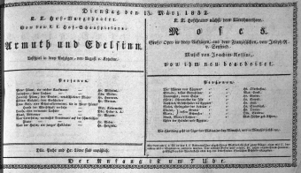Theaterzettel (Oper und Burgtheater in Wien) 18320313 Seite: 1