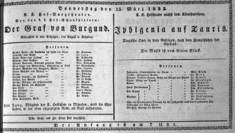 Theaterzettel (Oper und Burgtheater in Wien) 18320315 Seite: 1