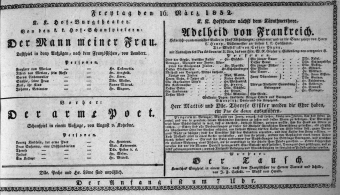Theaterzettel (Oper und Burgtheater in Wien) 18320316 Seite: 1