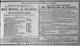 Theaterzettel (Oper und Burgtheater in Wien) 18320318 Seite: 1