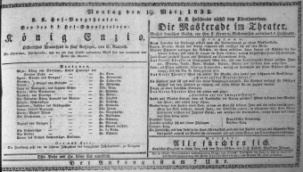 Theaterzettel (Oper und Burgtheater in Wien) 18320319 Seite: 1