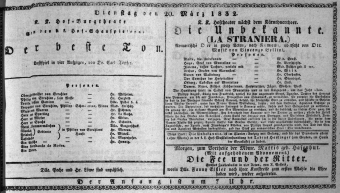 Theaterzettel (Oper und Burgtheater in Wien) 18320320 Seite: 1