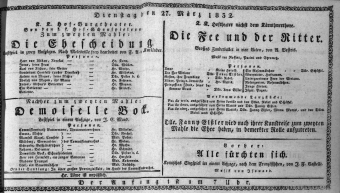 Theaterzettel (Oper und Burgtheater in Wien) 18320327 Seite: 1