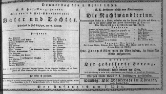 Theaterzettel (Oper und Burgtheater in Wien) 18320405 Seite: 1