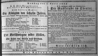 Theaterzettel (Oper und Burgtheater in Wien) 18320407 Seite: 1