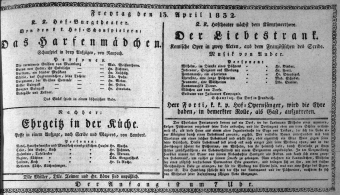Theaterzettel (Oper und Burgtheater in Wien) 18320413 Seite: 1