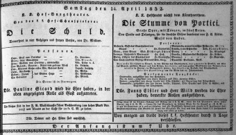 Theaterzettel (Oper und Burgtheater in Wien) 18320414 Seite: 1