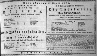 Theaterzettel (Oper und Burgtheater in Wien) 18320426 Seite: 1