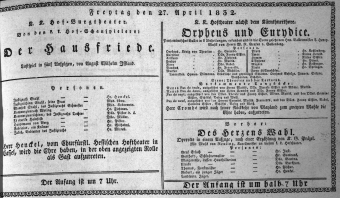 Theaterzettel (Oper und Burgtheater in Wien) 18320427 Seite: 1
