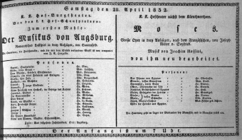 Theaterzettel (Oper und Burgtheater in Wien) 18320428 Seite: 1