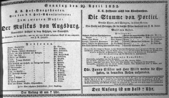 Theaterzettel (Oper und Burgtheater in Wien) 18320429 Seite: 1