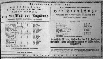 Theaterzettel (Oper und Burgtheater in Wien) 18320501 Seite: 1