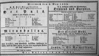 Theaterzettel (Oper und Burgtheater in Wien) 18320502 Seite: 1