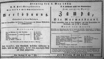 Theaterzettel (Oper und Burgtheater in Wien) 18320504 Seite: 1