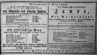 Theaterzettel (Oper und Burgtheater in Wien) 18320507 Seite: 1