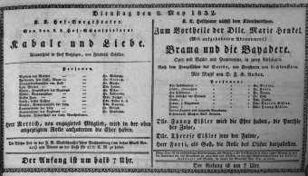 Theaterzettel (Oper und Burgtheater in Wien) 18320508 Seite: 1