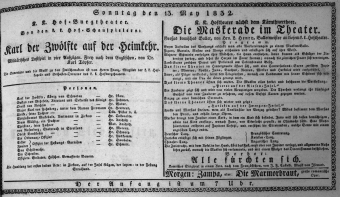 Theaterzettel (Oper und Burgtheater in Wien) 18320513 Seite: 1