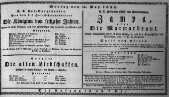 Theaterzettel (Oper und Burgtheater in Wien) 18320514 Seite: 1