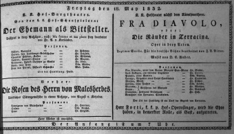 Theaterzettel (Oper und Burgtheater in Wien) 18320518 Seite: 1