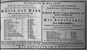 Theaterzettel (Oper und Burgtheater in Wien) 18320529 Seite: 1