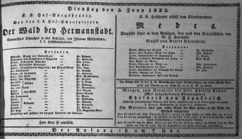 Theaterzettel (Oper und Burgtheater in Wien) 18320605 Seite: 1