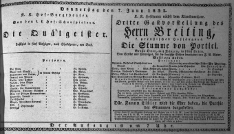 Theaterzettel (Oper und Burgtheater in Wien) 18320607 Seite: 1
