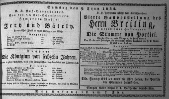 Theaterzettel (Oper und Burgtheater in Wien) 18320609 Seite: 1
