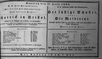 Theaterzettel (Oper und Burgtheater in Wien) 18320617 Seite: 1